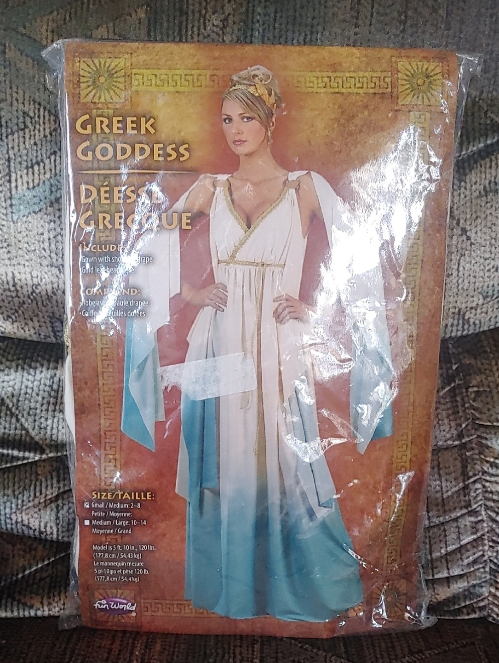 Greek Goddess Costume Dress - White and Teal